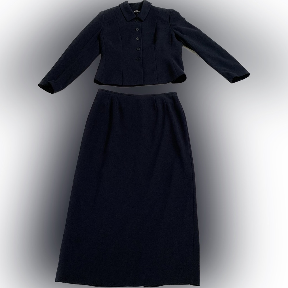 Dark Navy Blue KASPER Long Skirt and Jacket